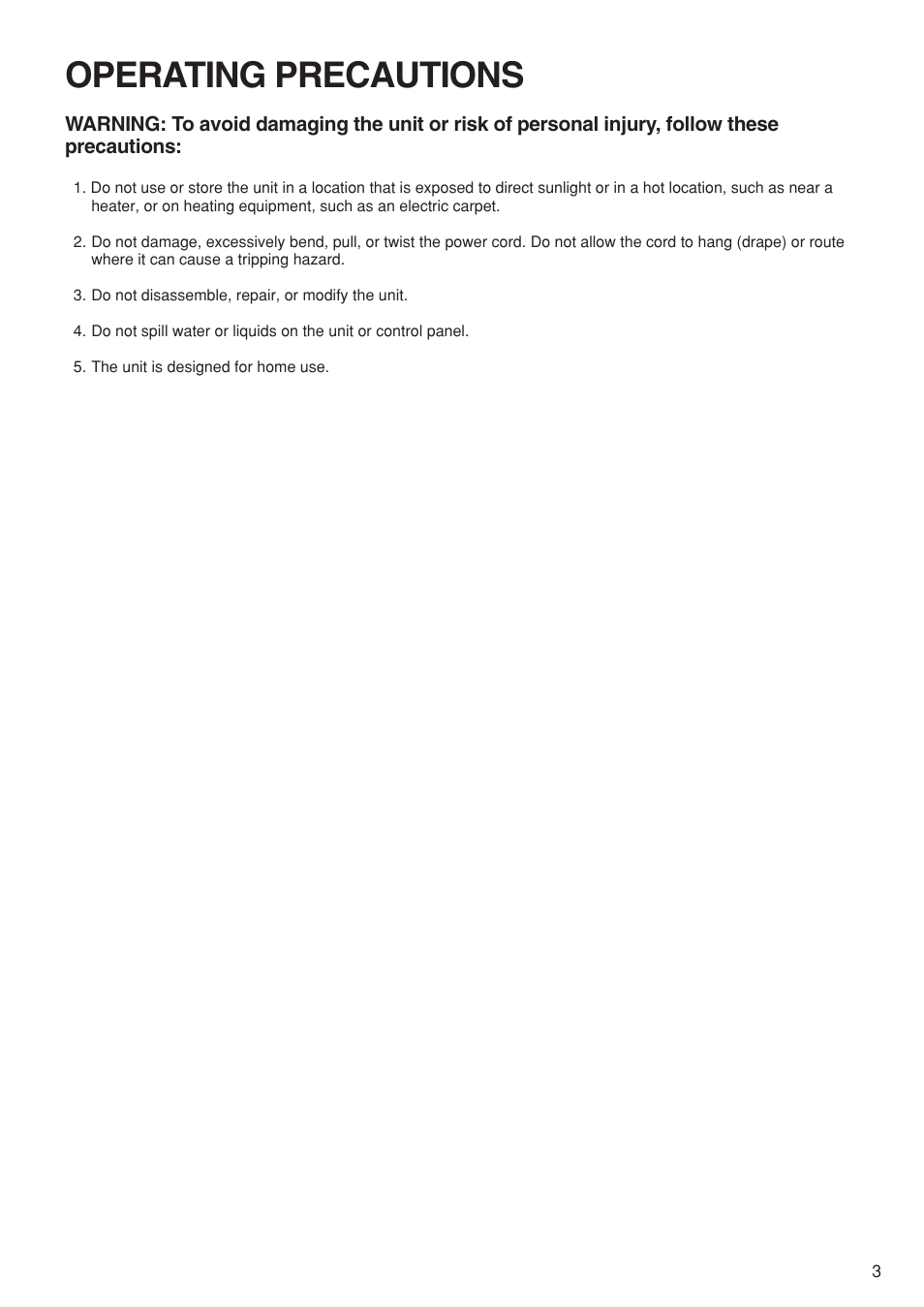 Operating precautions | Panasonic EU6441 User Manual | Page 5 / 37