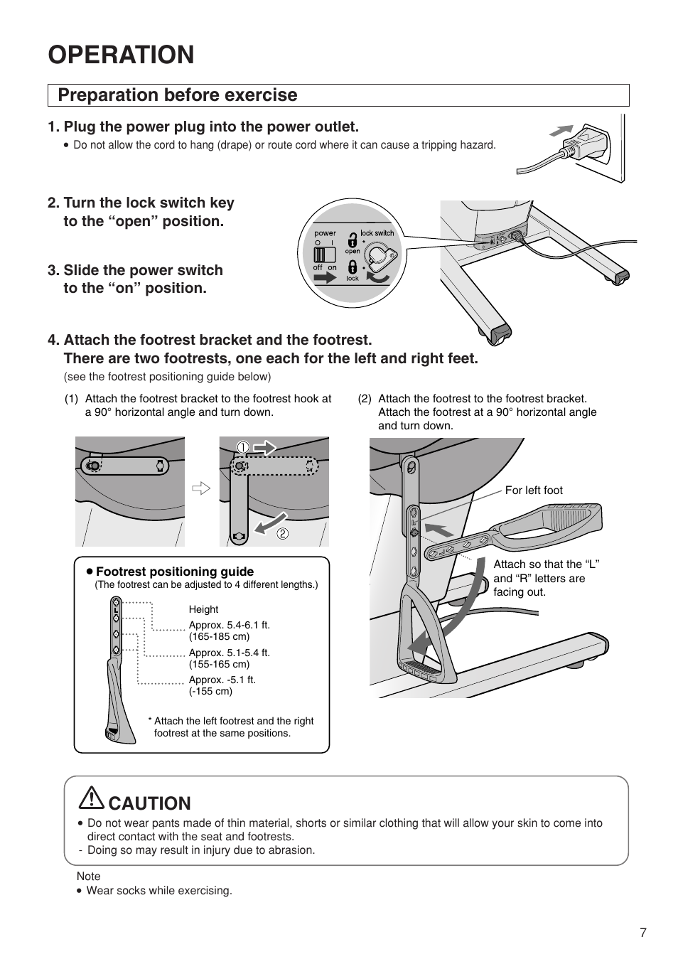 Operation, Preparation before exercise, Caution | Panasonic EU6441 User Manual | Page 9 / 37