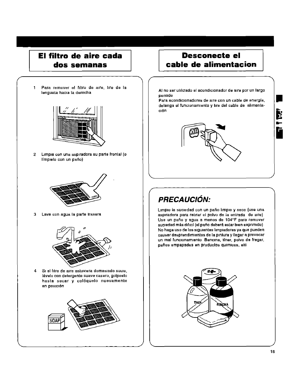 Precaucion | Panasonic CW-1406BU User Manual | Page 17 / 20