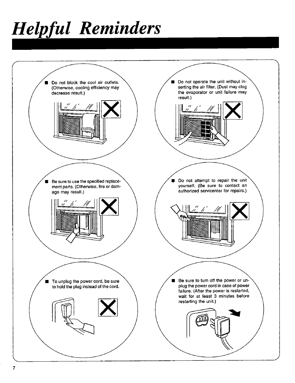 Helpful reminders | Panasonic CW-1406BU User Manual | Page 8 / 20