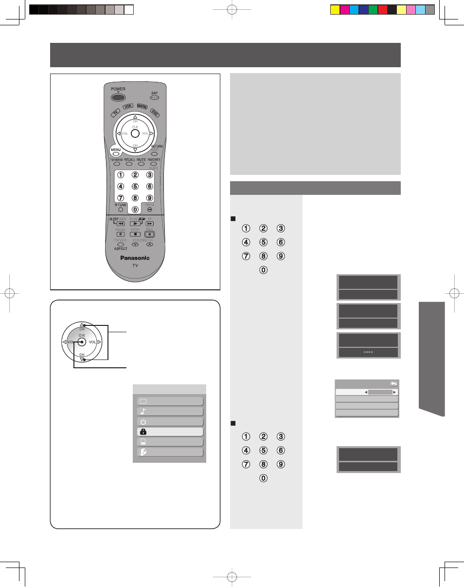 Lock feature, Advanced op er a tion, Enter secret code | Panasonic LSQT1060 C User Manual | Page 43 / 80