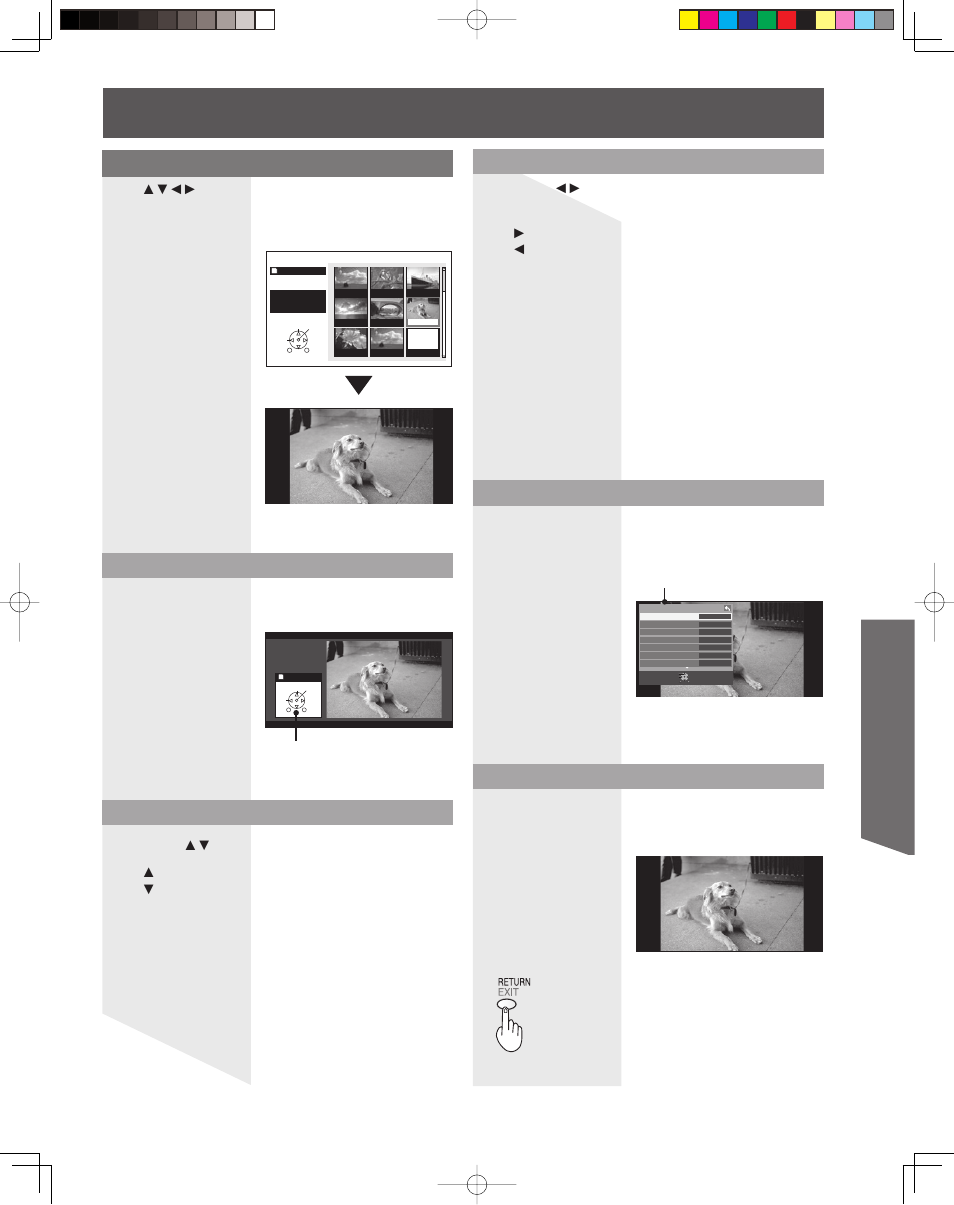 Advanced op er a tion, Single play mode, Picture adjustment | Exit single play mode change image rotate image, Navigation display, Navigation area | Panasonic LSQT1060 C User Manual | Page 51 / 80