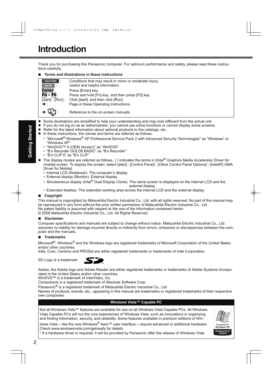 Introduction | Panasonic CF-W5 User Manual | Page 2 / 36