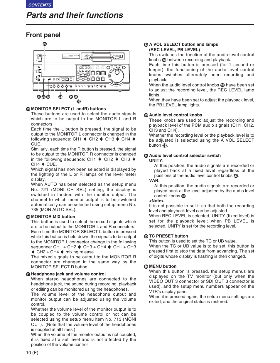 Panasonic AJ-SD930BE User Manual | Page 10 / 81