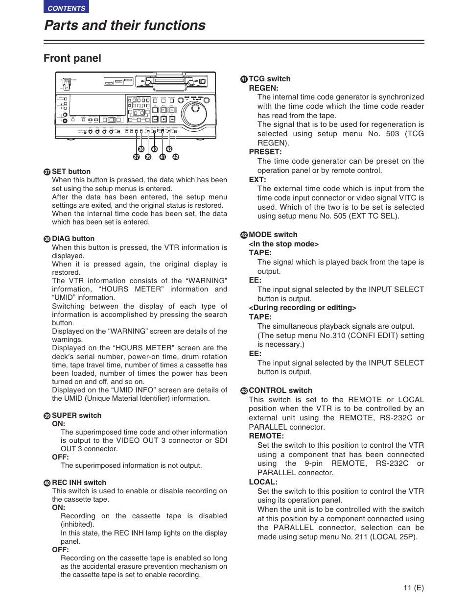 Panasonic AJ-SD930BE User Manual | Page 11 / 81