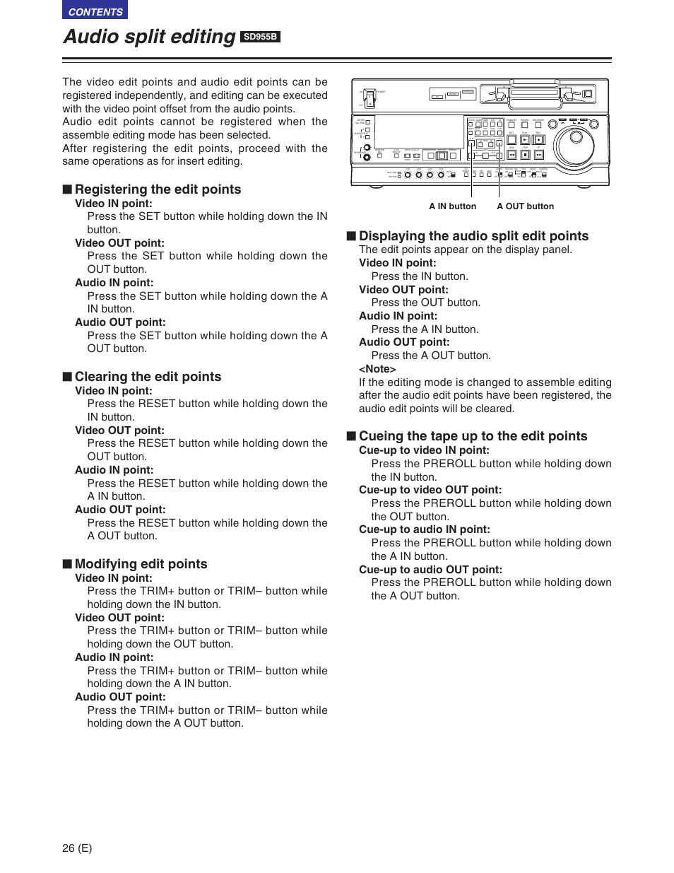 Panasonic AJ-SD930BE User Manual | Page 26 / 81