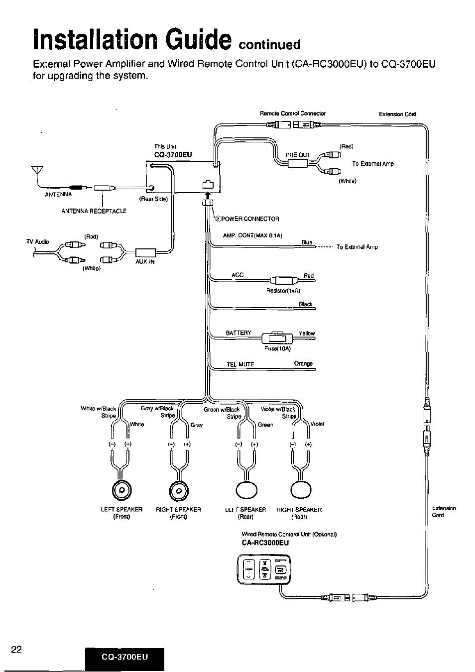 Installation guide, Continued | Panasonic CQ3700EU User Manual | Page 22 / 28