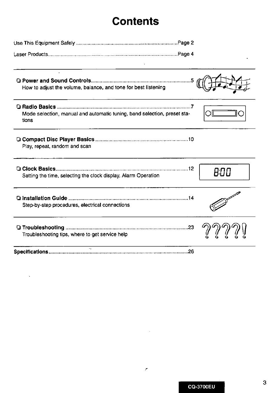 Panasonic CQ3700EU User Manual | Page 3 / 28