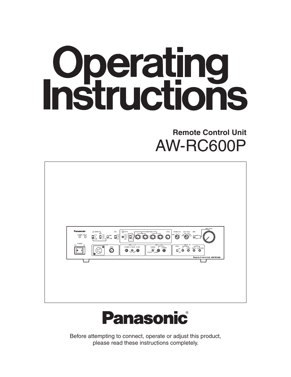 Panasonic AW-RC600P User Manual | 24 pages