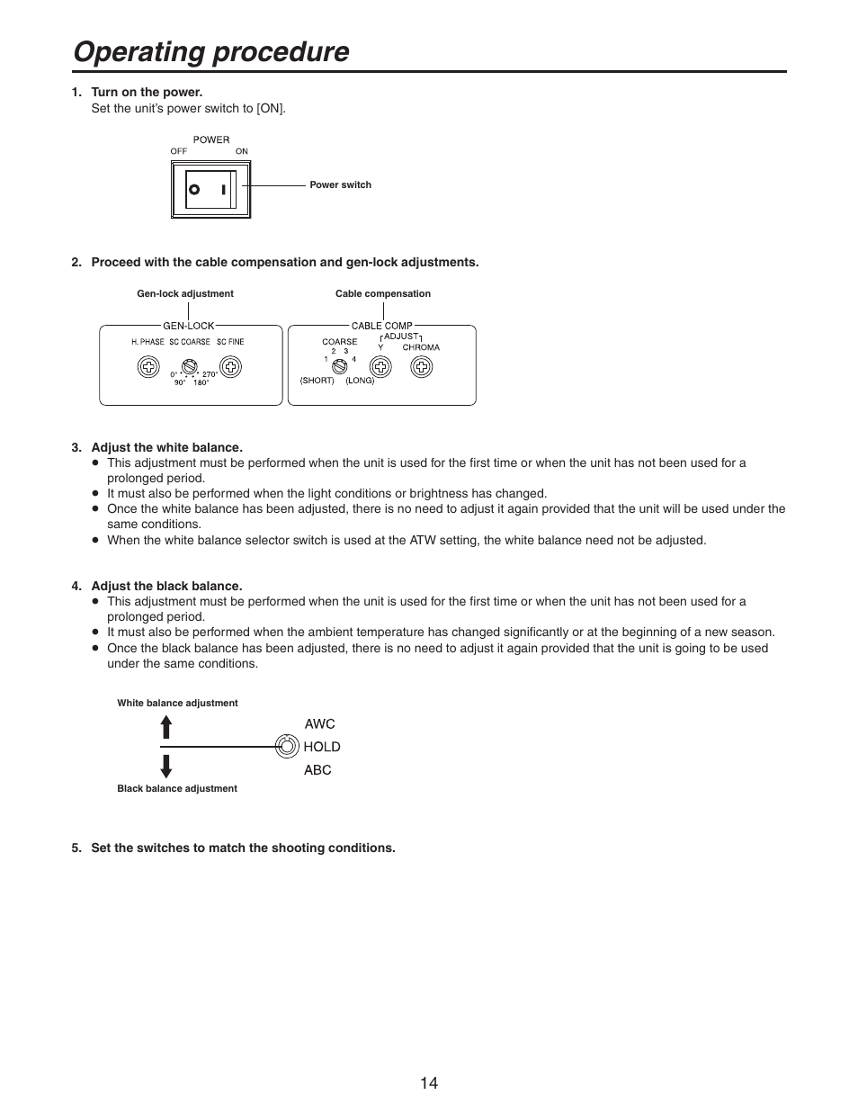 Operating procedure | Panasonic AW-RC600P User Manual | Page 14 / 24