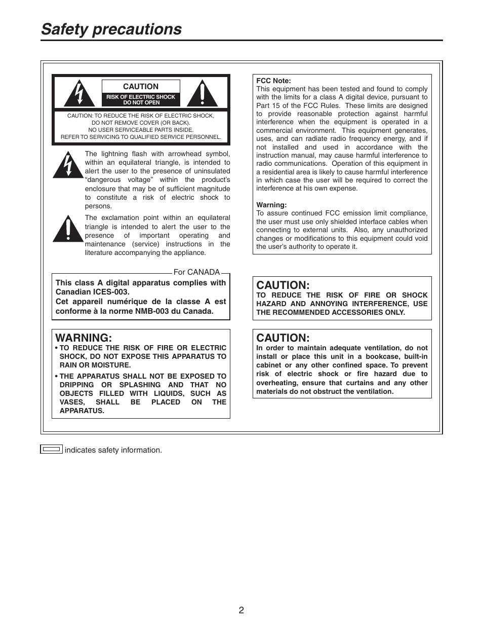 Safety precautions, Warning, Caution | Panasonic AW-RC600P User Manual | Page 2 / 24