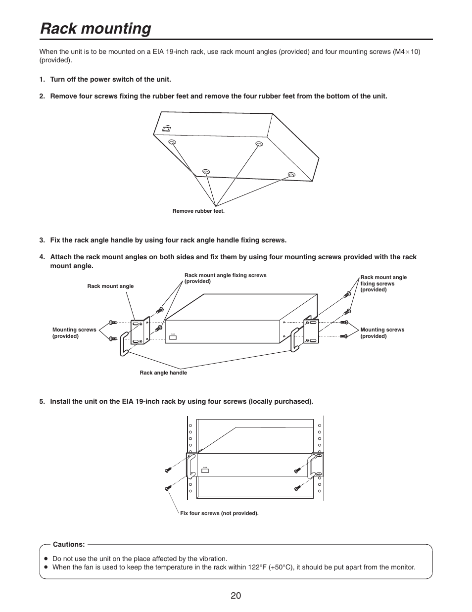 Rack mounting | Panasonic AW-RC600P User Manual | Page 20 / 24