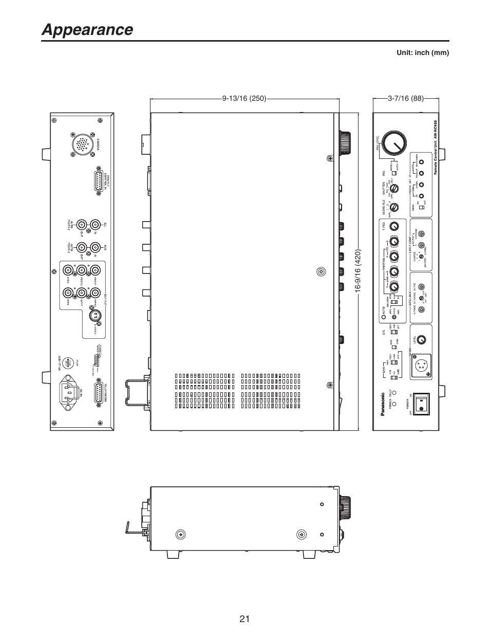 Appearance | Panasonic AW-RC600P User Manual | Page 21 / 24