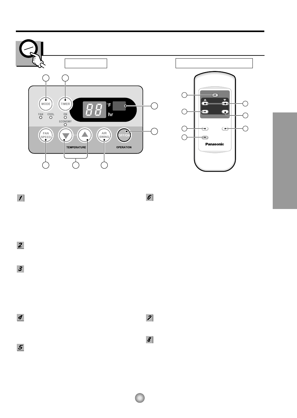 Instrucciones de funcionamiento, Controles, Instruccionnes de funcionamiento | Control remoto display | Panasonic CW-XC243HU User Manual | Page 19 / 32