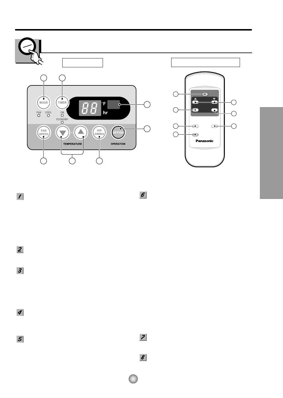 About the controls on the air conditioner, Controls | Panasonic CW-XC243HU User Manual | Page 5 / 32