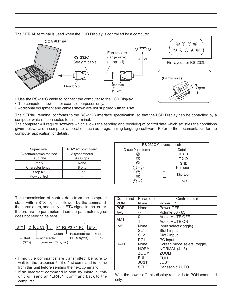 Serial terminals connection, 11 connections | Panasonic TH-32LHD7 User Manual | Page 11 / 36