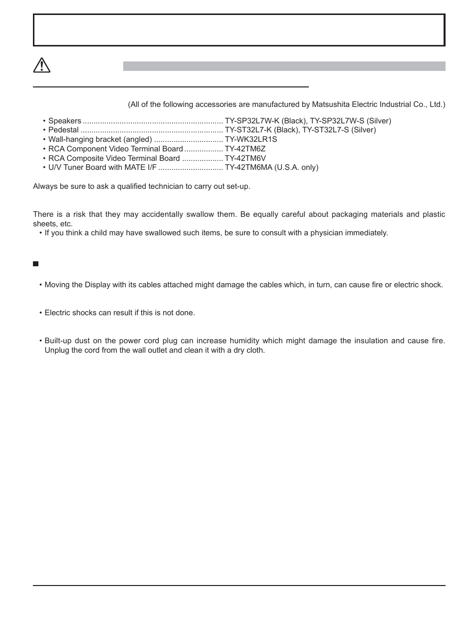 Safety precautions, Caution | Panasonic TH-32LHD7 User Manual | Page 6 / 36