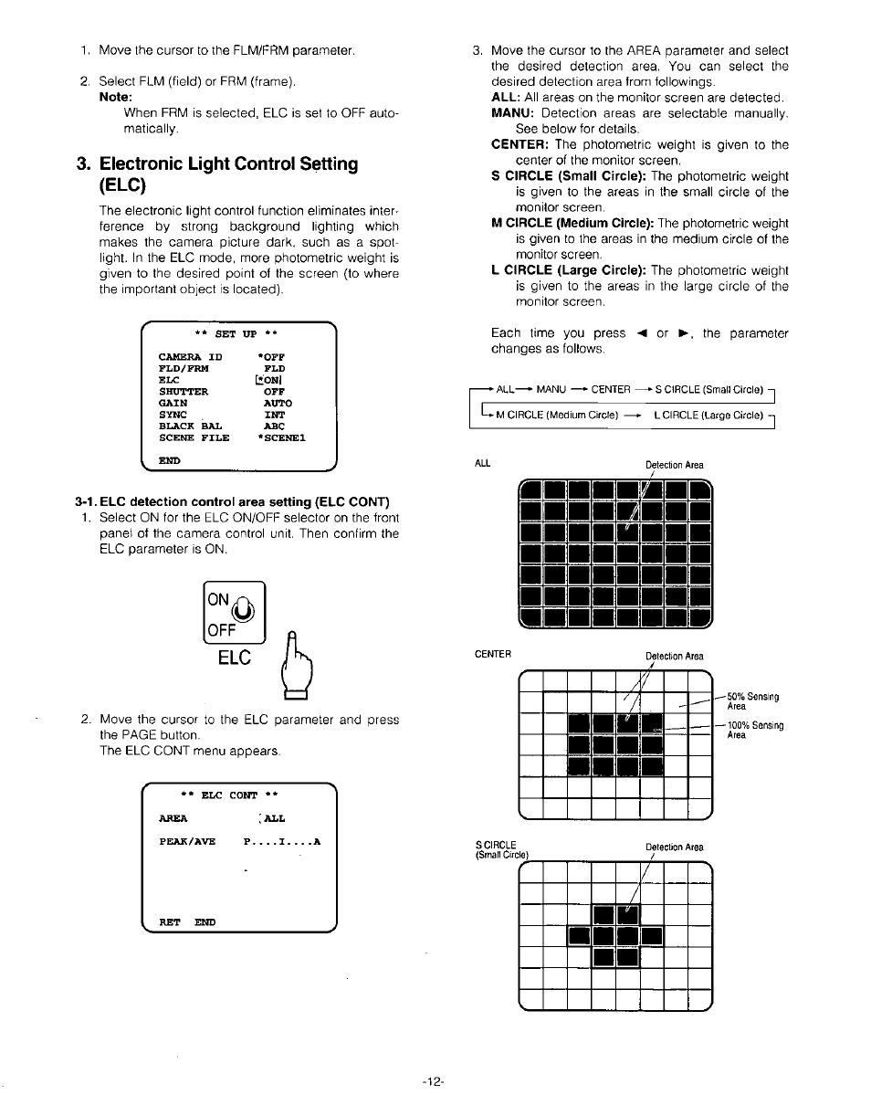 1. elc detection control area setting (elc cont), П □ / v, Nnrirjg ■■□пппи | Panasonic GP-US532H User Manual | Page 14 / 24