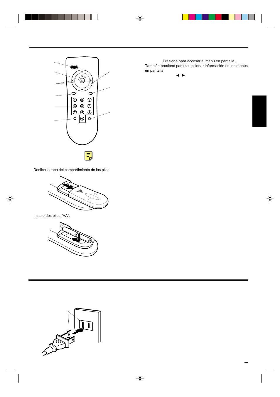 Control remoto, Fuente de poder, Esp añol | Panasonic CT-2701 User Manual | Page 17 / 24
