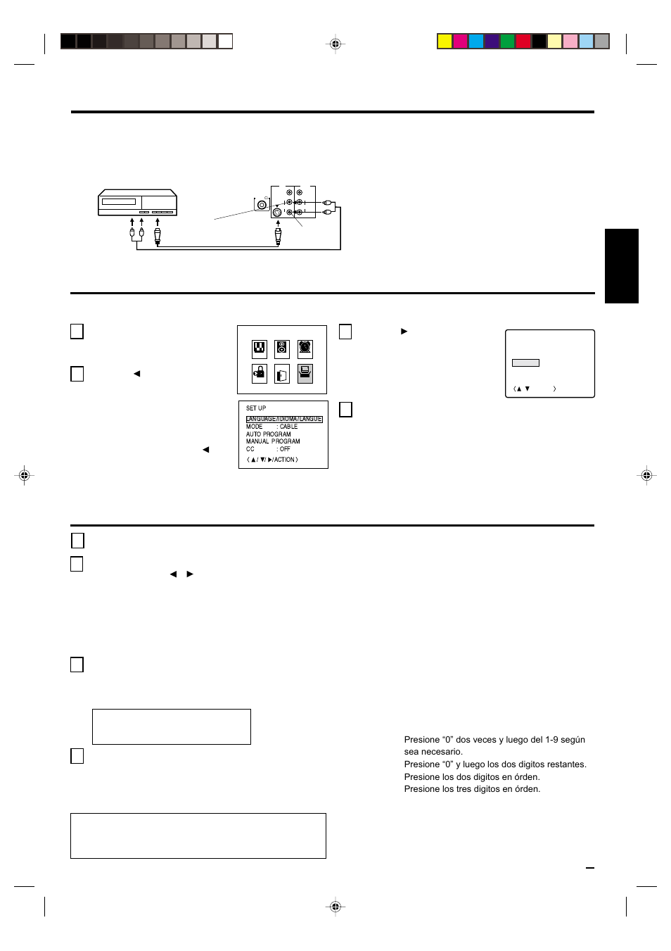 Conexion de equipos opcionales, Operacion del tv, Seleccion de idioma | Esp añol, Continuación) | Panasonic CT-2701 User Manual | Page 19 / 24