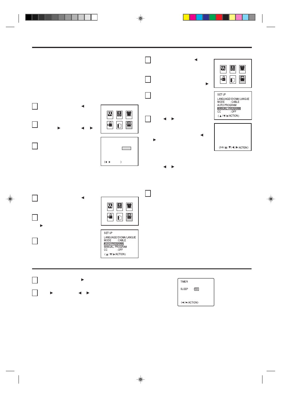 Setting timer, Tv/catv selection | Panasonic CT-2701 User Manual | Page 8 / 24
