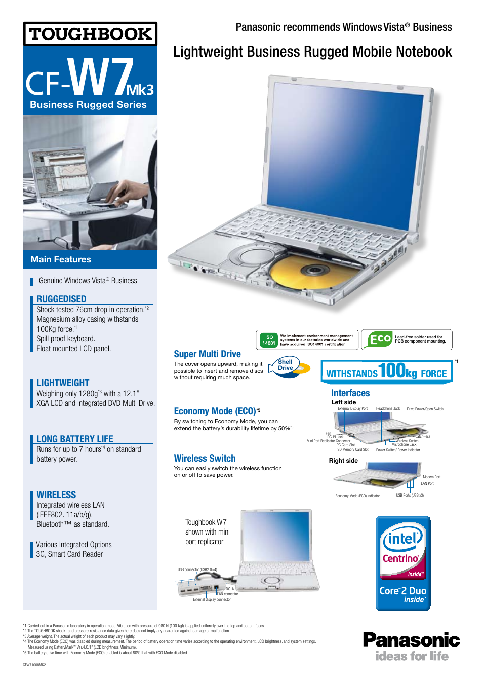 Panasonic CF-W7Mk3 User Manual | 2 pages