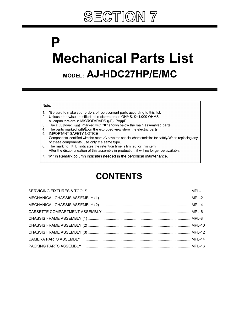 Panasonic AJ-HDC27MC User Manual | 18 pages