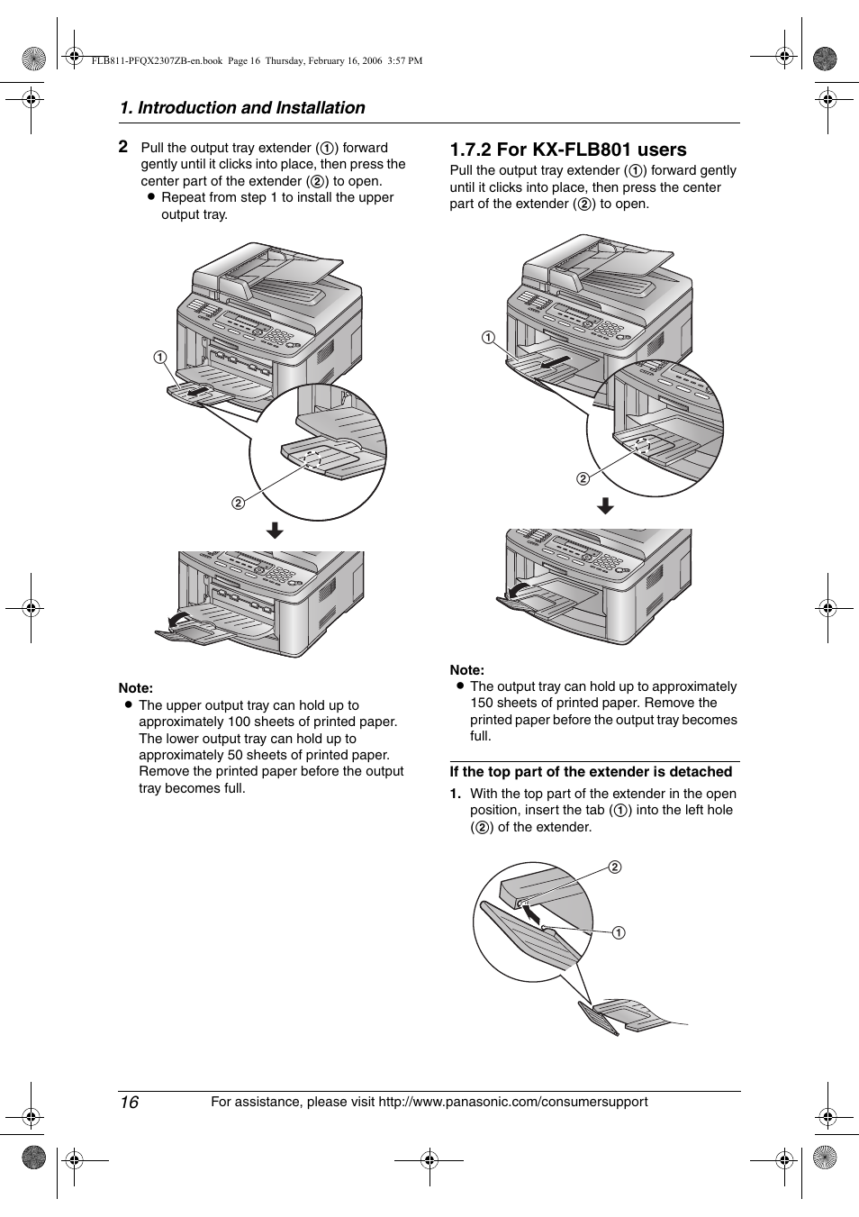 2 for kx-flb801 users, Introduction and installation 16 | Panasonic KX-FLB811 User Manual | Page 18 / 106