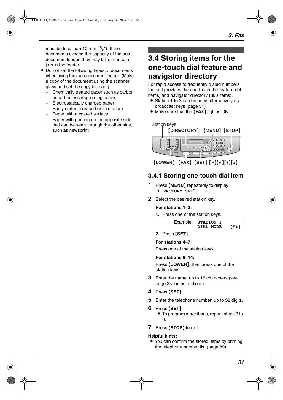 1 storing one-touch dial item | Panasonic KX-FLB811 User Manual | Page 33 / 106