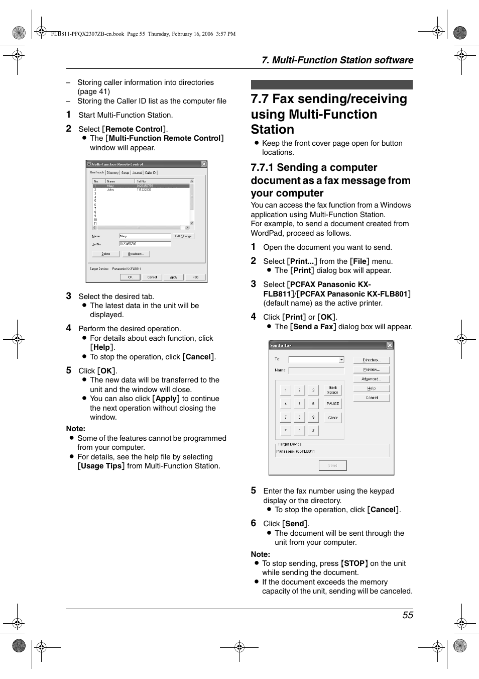Pc fax | Panasonic KX-FLB811 User Manual | Page 57 / 106