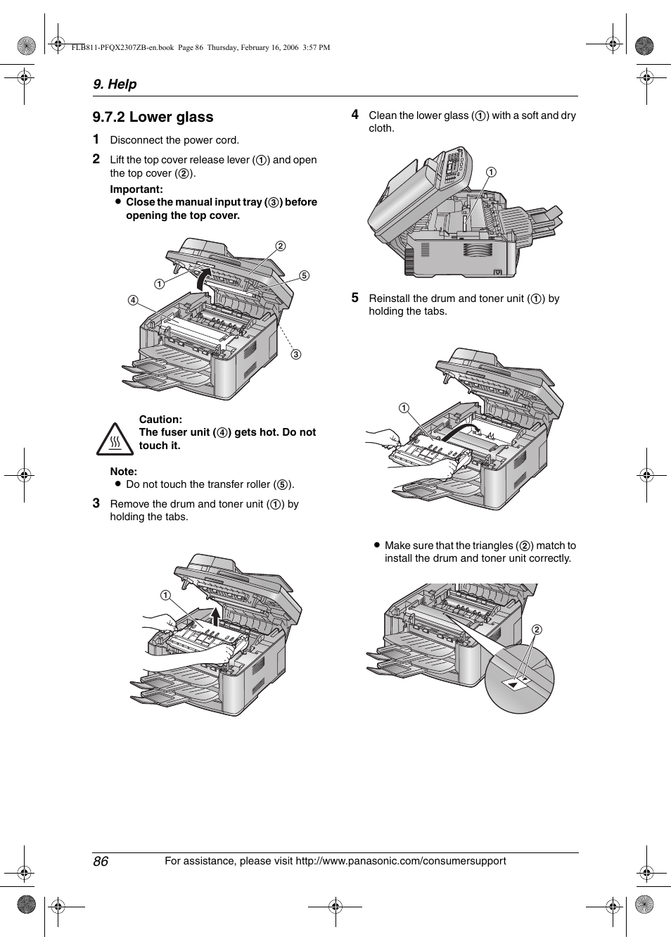 2 lower glass | Panasonic KX-FLB811 User Manual | Page 88 / 106