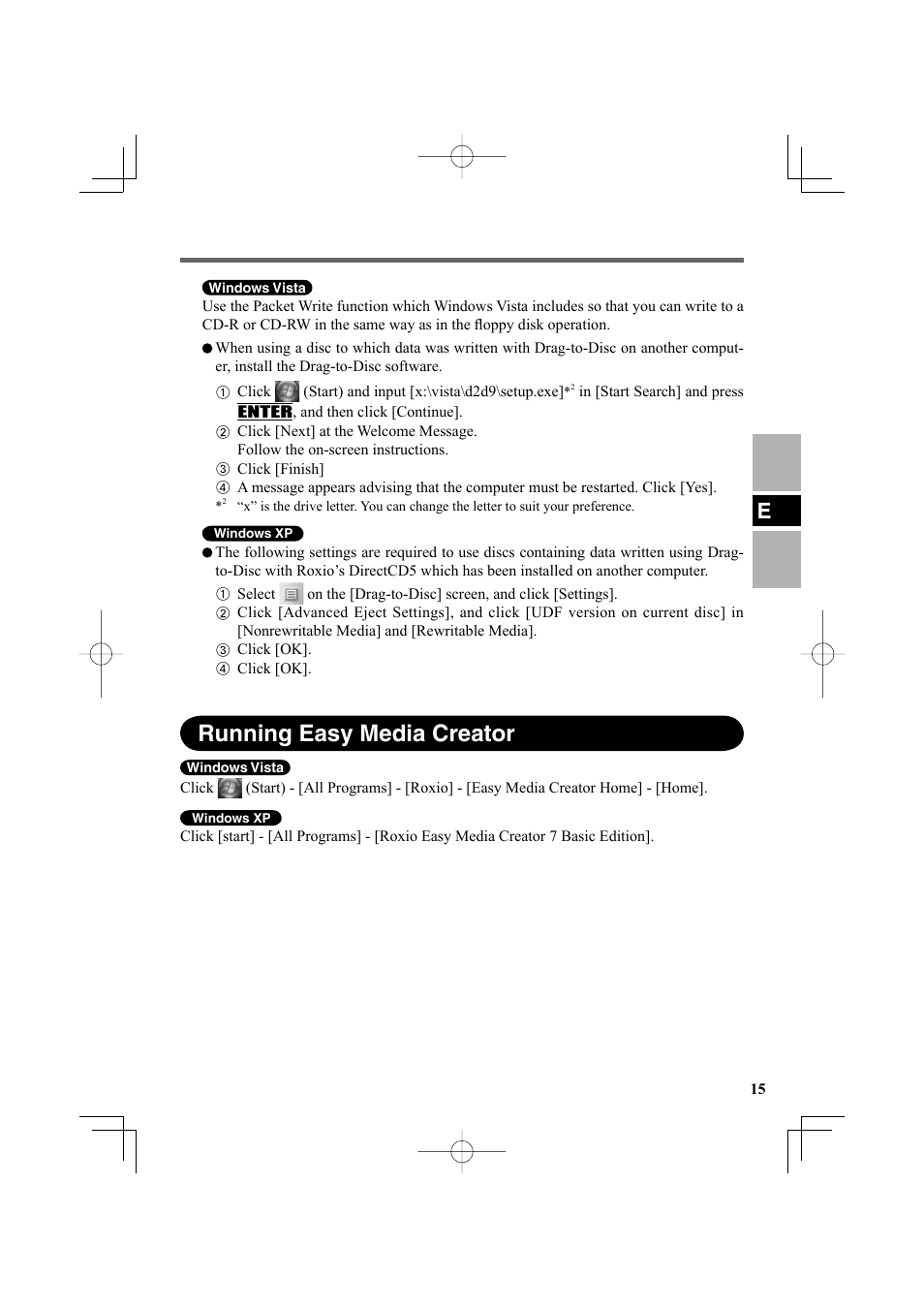 Running easy media creator | Panasonic CF-VDR302U User Manual | Page 15 / 88