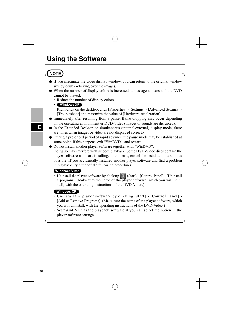 Using the software | Panasonic CF-VDR302U User Manual | Page 20 / 88