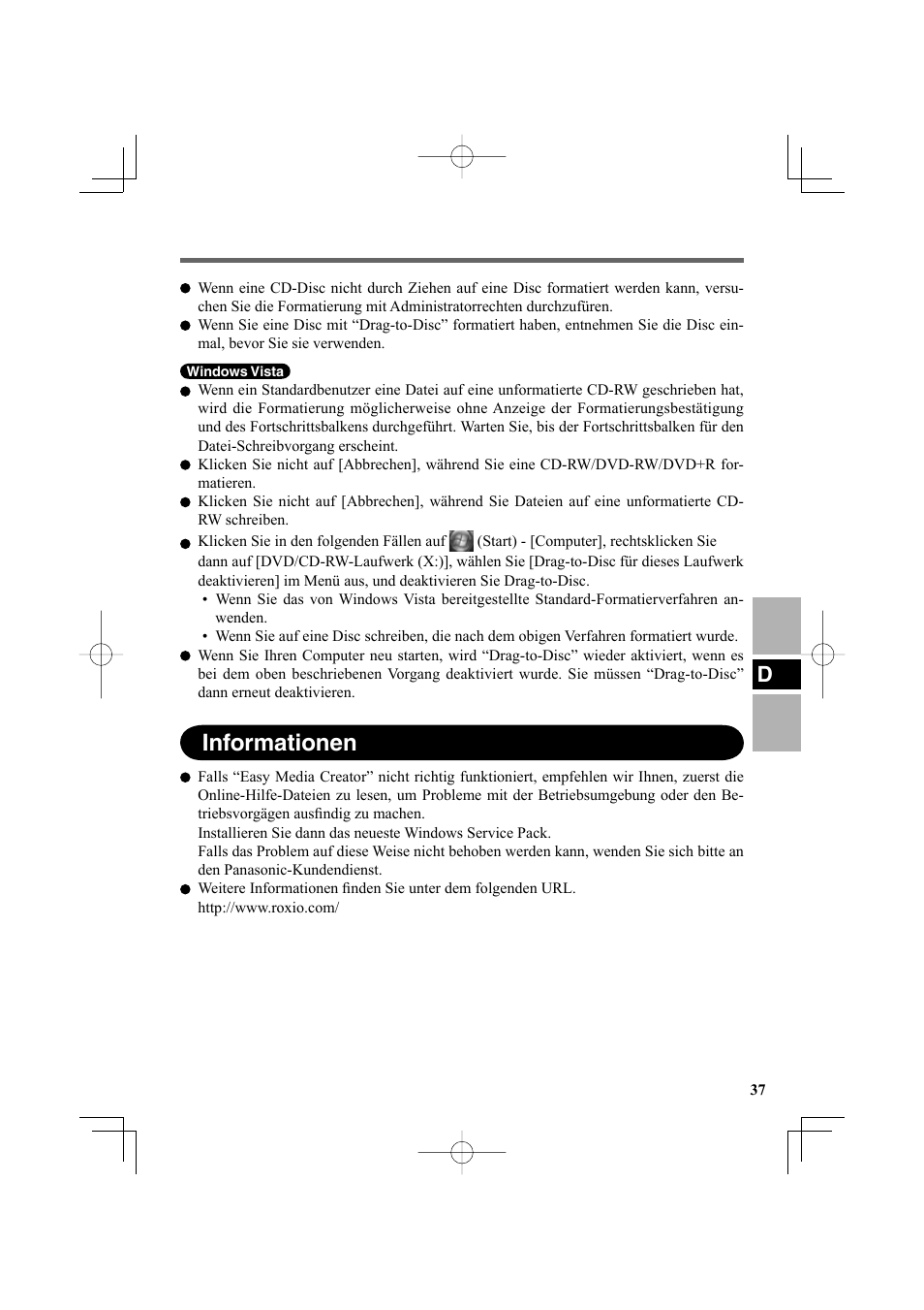 Informationen | Panasonic CF-VDR302U User Manual | Page 37 / 88