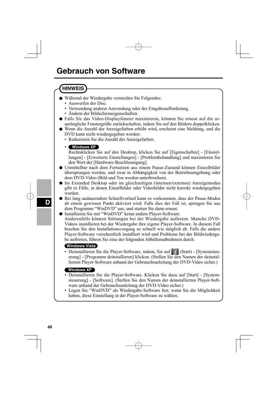 Gebrauch von software | Panasonic CF-VDR302U User Manual | Page 40 / 88