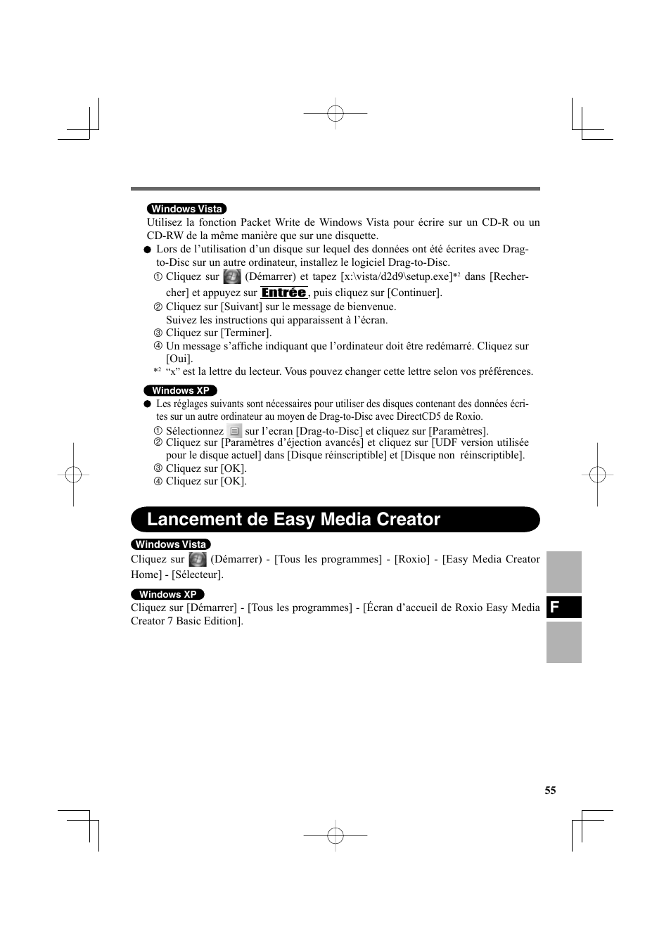 Lancement de easy media creator | Panasonic CF-VDR302U User Manual | Page 55 / 88