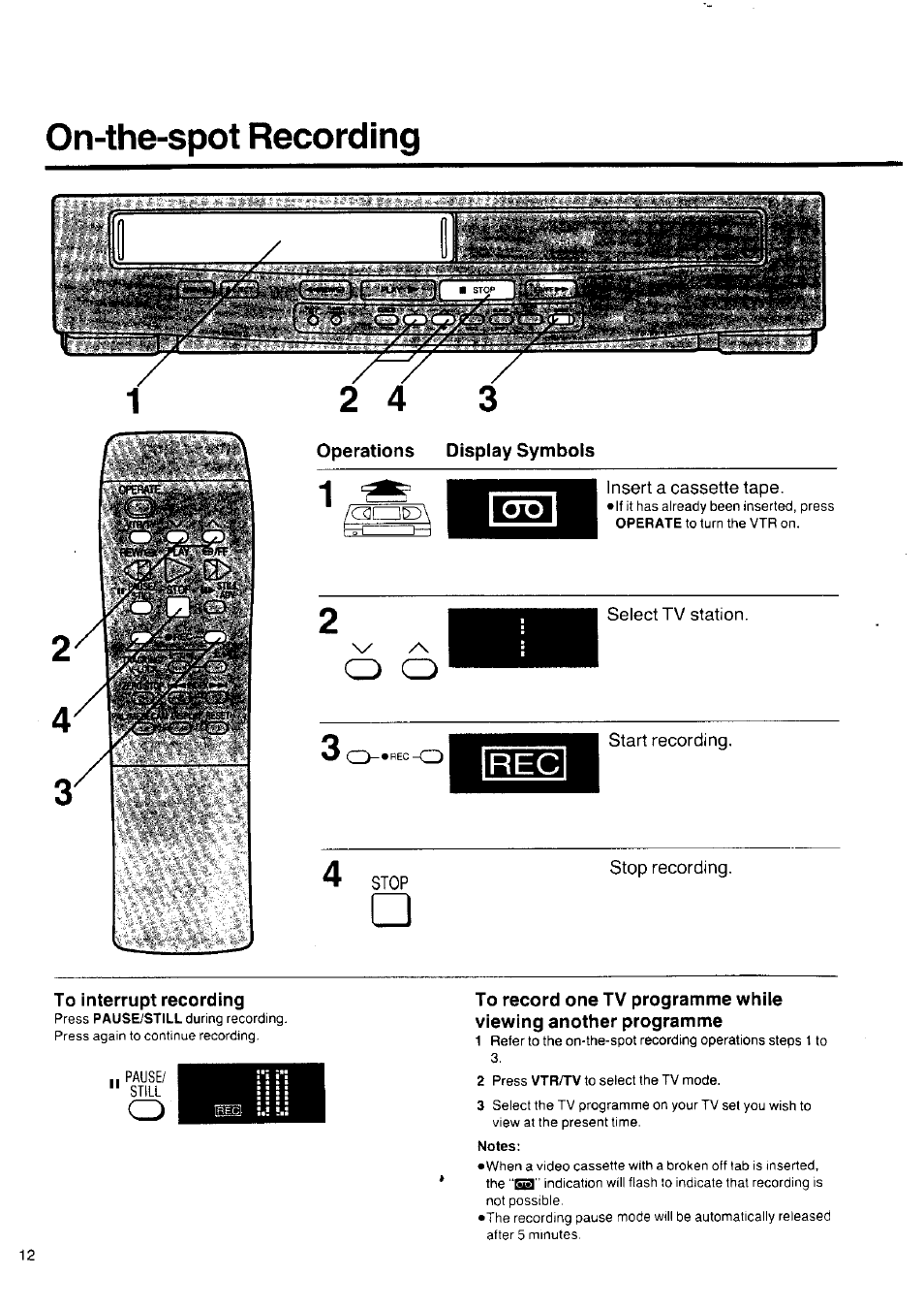 On-the-spot recording | Panasonic NV-SD1 Series User Manual | Page 12 / 20
