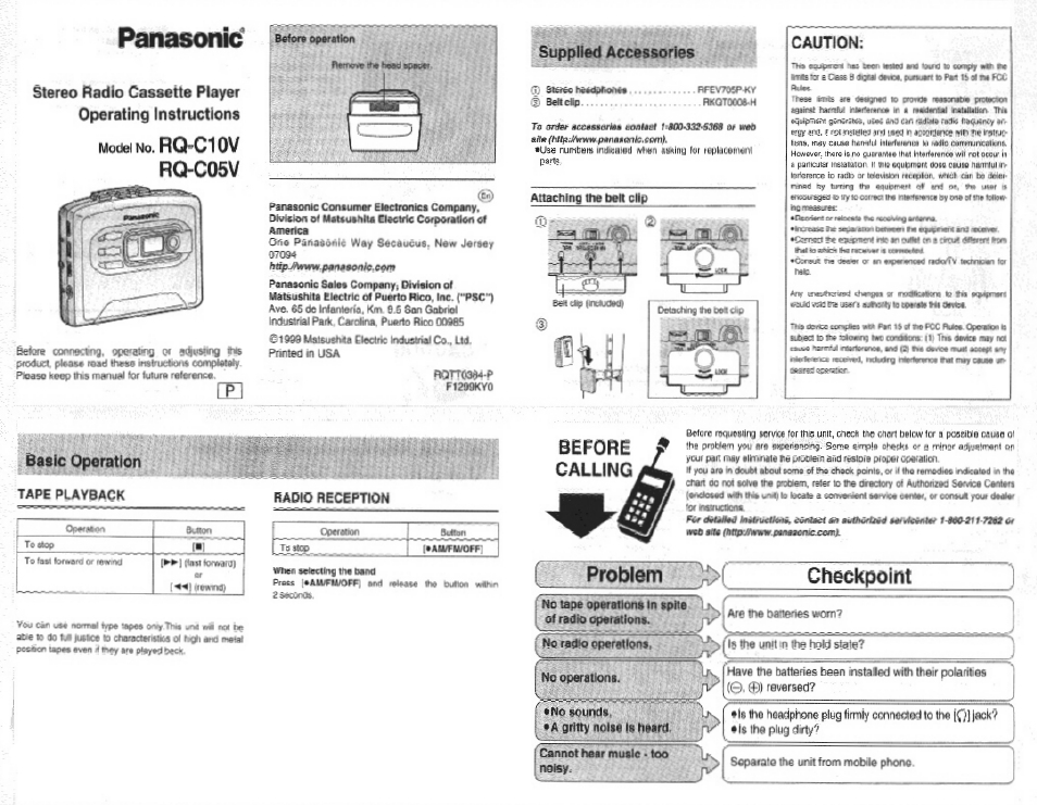 Panasonic RQ-C05V User Manual | 4 pages