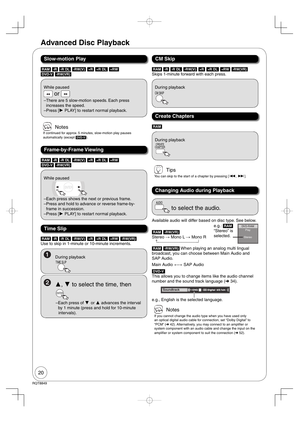 Advanced disc playback | Panasonic DMR-EZ37V User Manual | Page 20 / 88