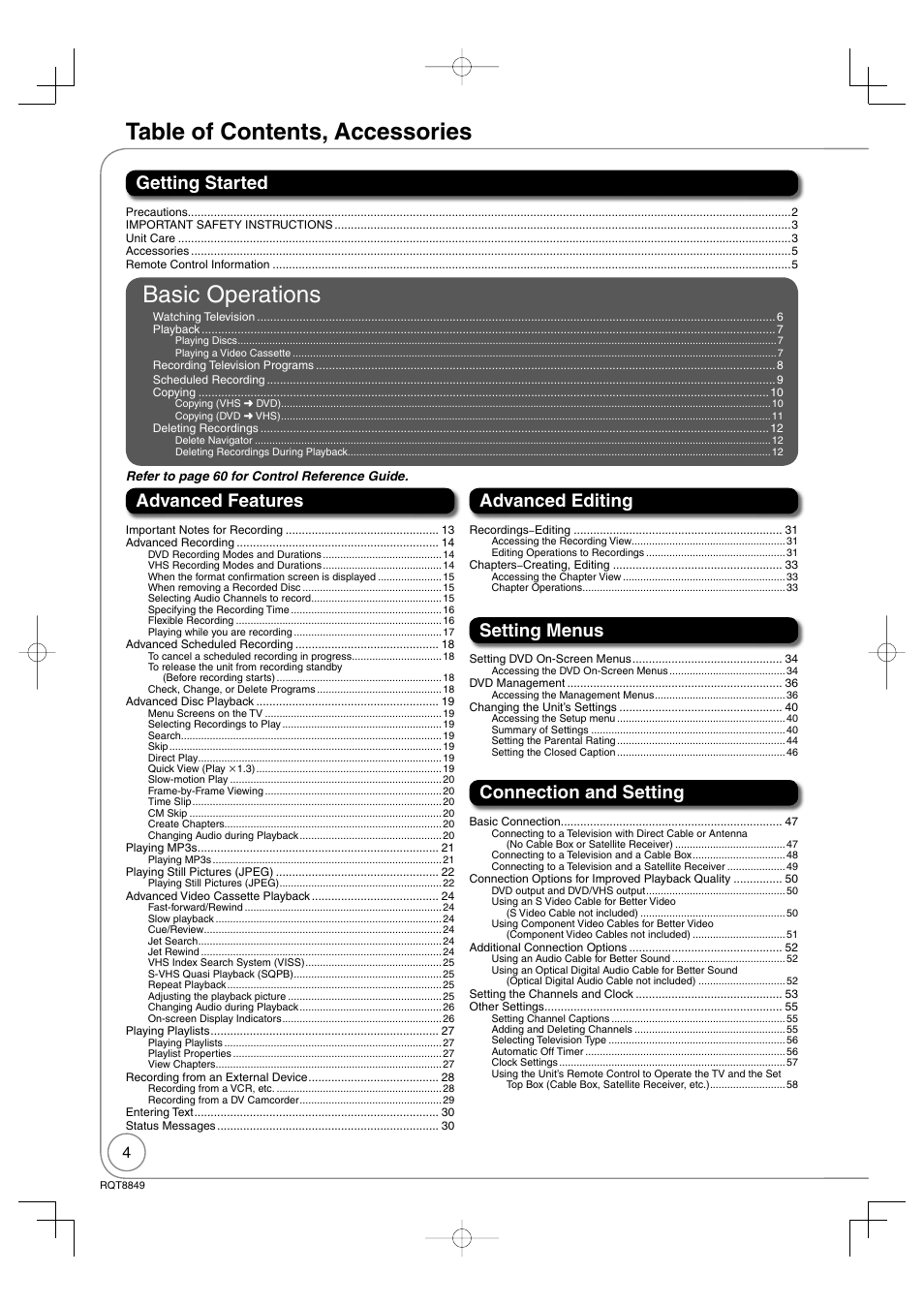 Panasonic DMR-EZ37V User Manual | Page 4 / 88