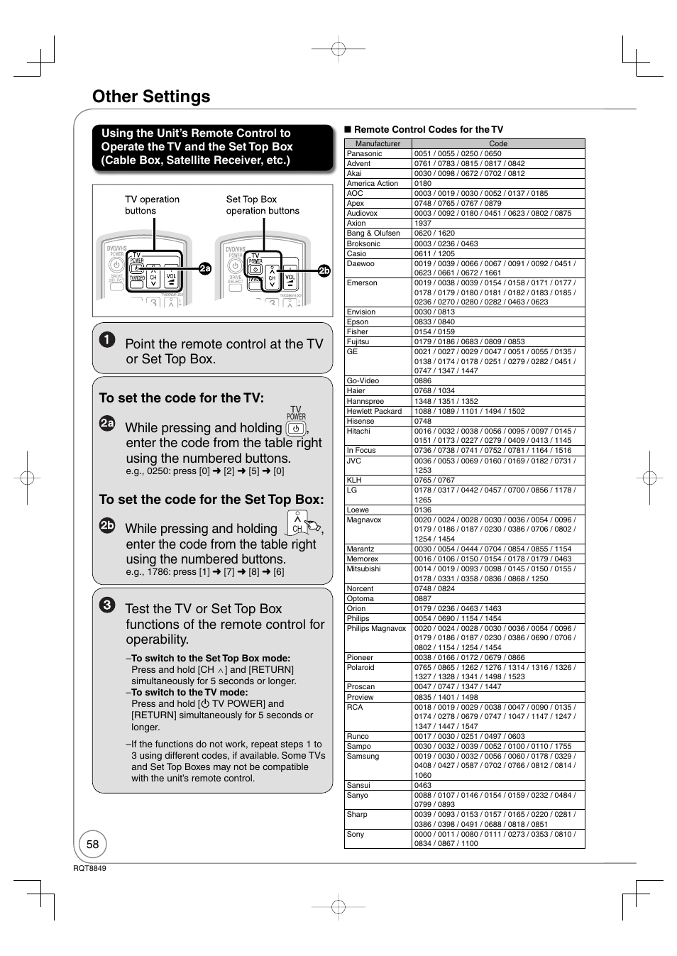 Other settings | Panasonic DMR-EZ37V User Manual | Page 58 / 88
