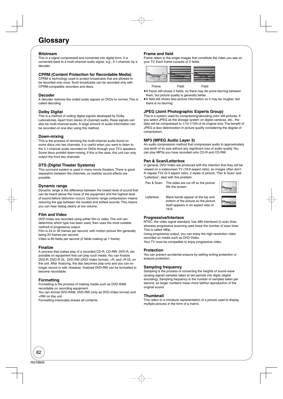 Glossary | Panasonic DMR-EZ37V User Manual | Page 82 / 88