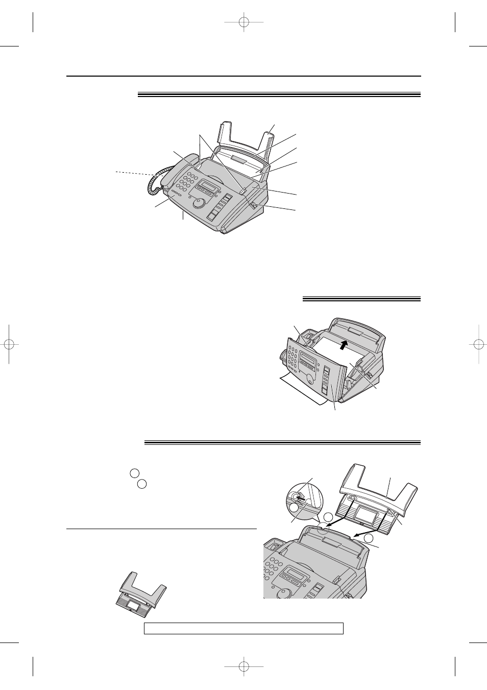 Finding the controls / setup, Removing the information leaflet, Paper tray | Overview | Panasonic KX-FP80  EN User Manual | Page 10 / 76