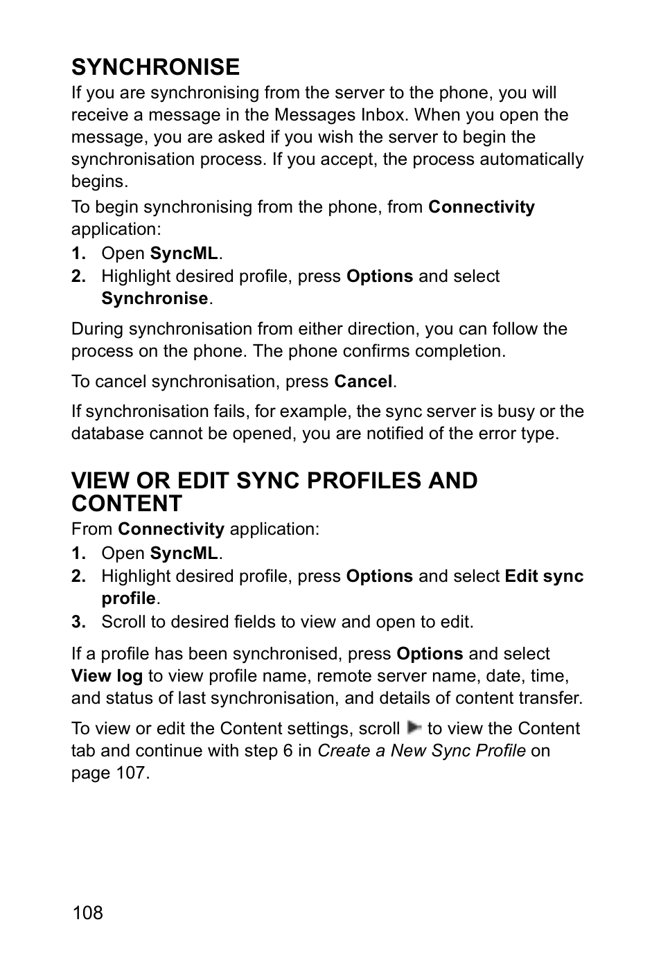 Synchronise, View or edit sync profiles and content | Panasonic EB-X700 User Manual | Page 111 / 179