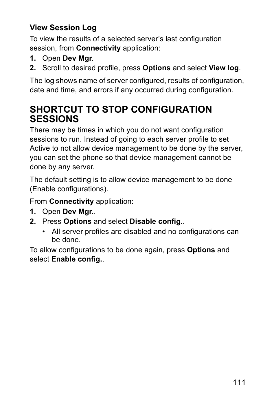 Shortcut to stop configuration sessions | Panasonic EB-X700 User Manual | Page 114 / 179