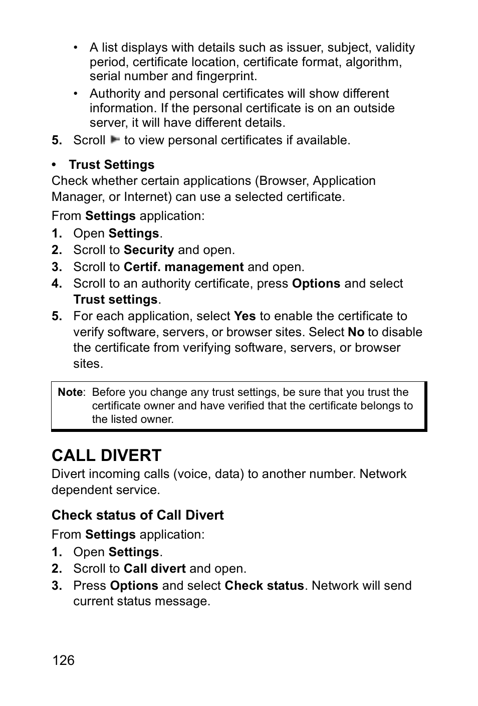 Call divert | Panasonic EB-X700 User Manual | Page 129 / 179