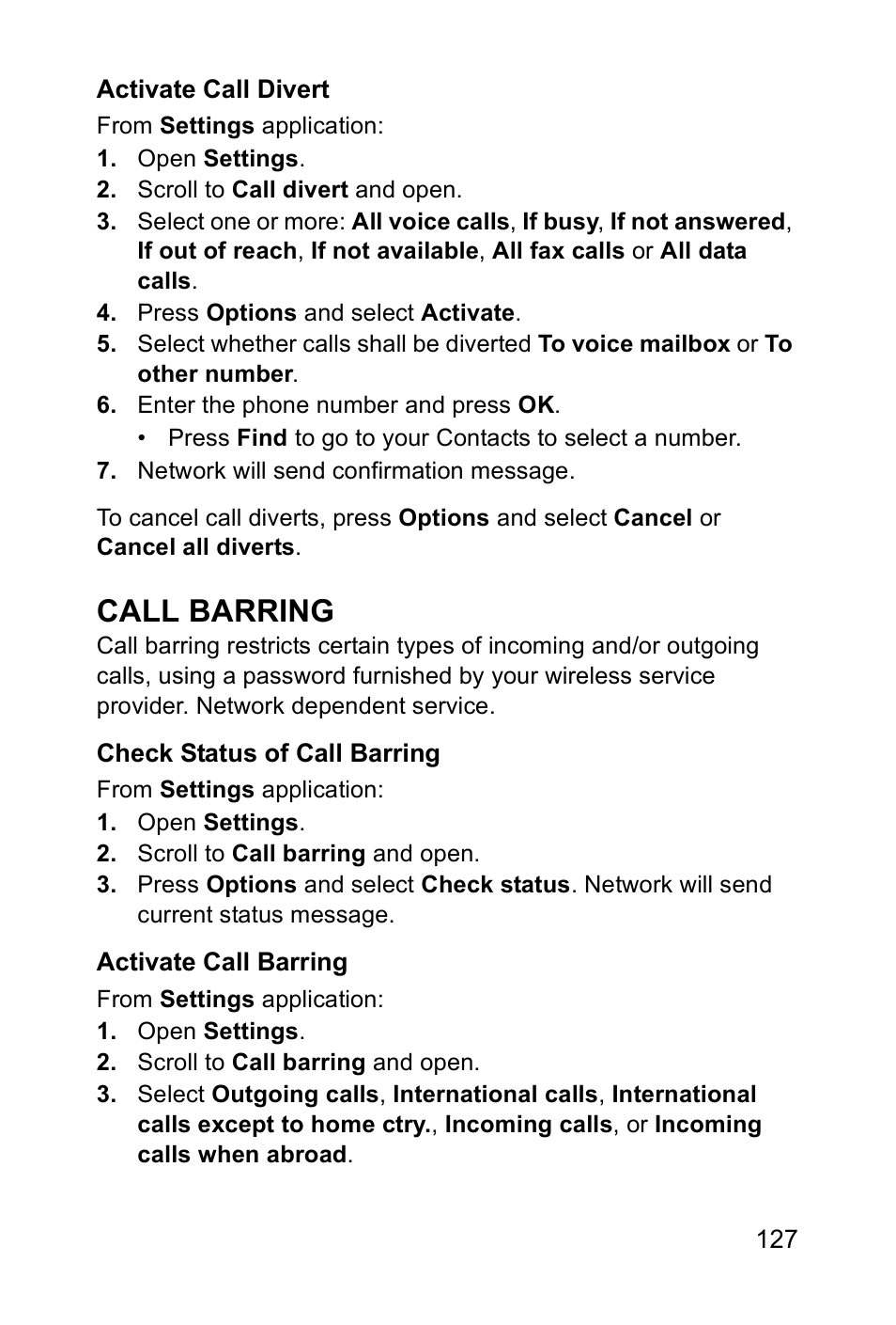 Call barring | Panasonic EB-X700 User Manual | Page 130 / 179