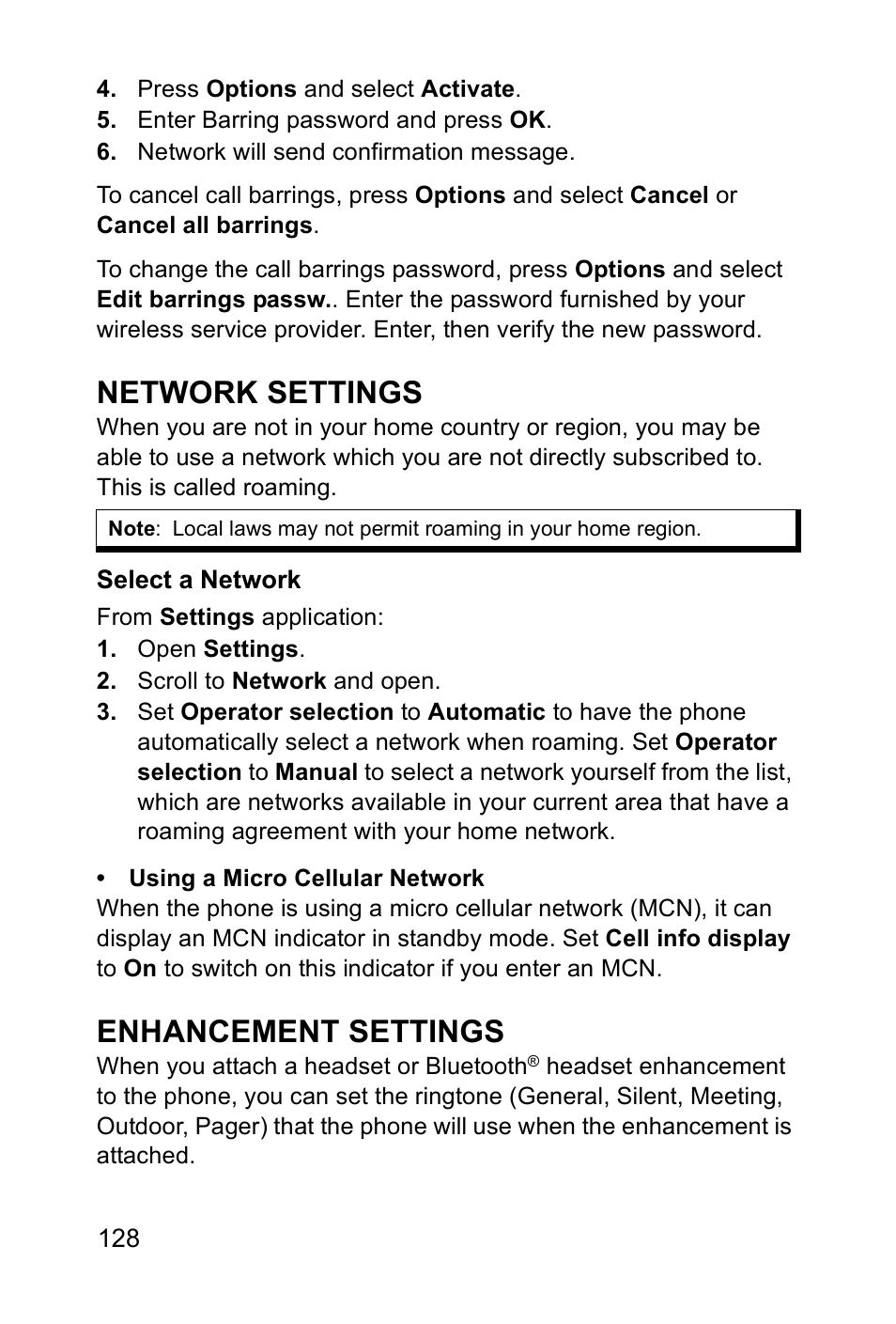 Network settings, Enhancement settings | Panasonic EB-X700 User Manual | Page 131 / 179