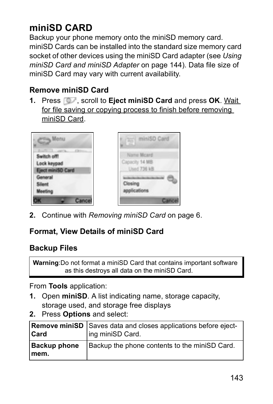 Minisd card | Panasonic EB-X700 User Manual | Page 146 / 179