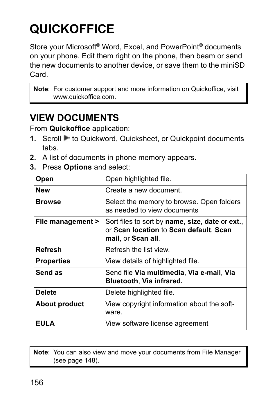 Quickoffice, View documents | Panasonic EB-X700 User Manual | Page 159 / 179